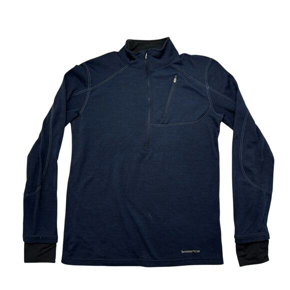 TERRAMAR Thermawool 1/2 Zip Pullover in Blue Size Small Mens Climasense Wool - Picture 1 of 6